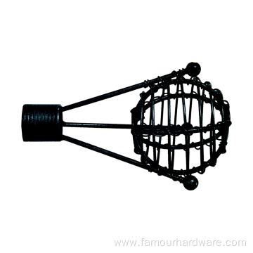 Wrought Iron Bird's Nest Head Curtain Rod Black